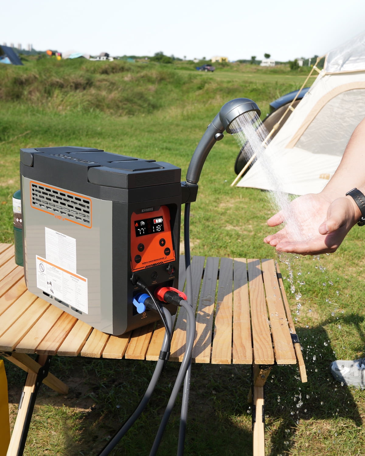 Kohree Helios 20 Pro, Portable Water Heater for RV Camping, Propane On-Demand Water Heater 20,000 BTU 4000mAh 1.6h Rechargeable Battery for Camping Outdoor Use