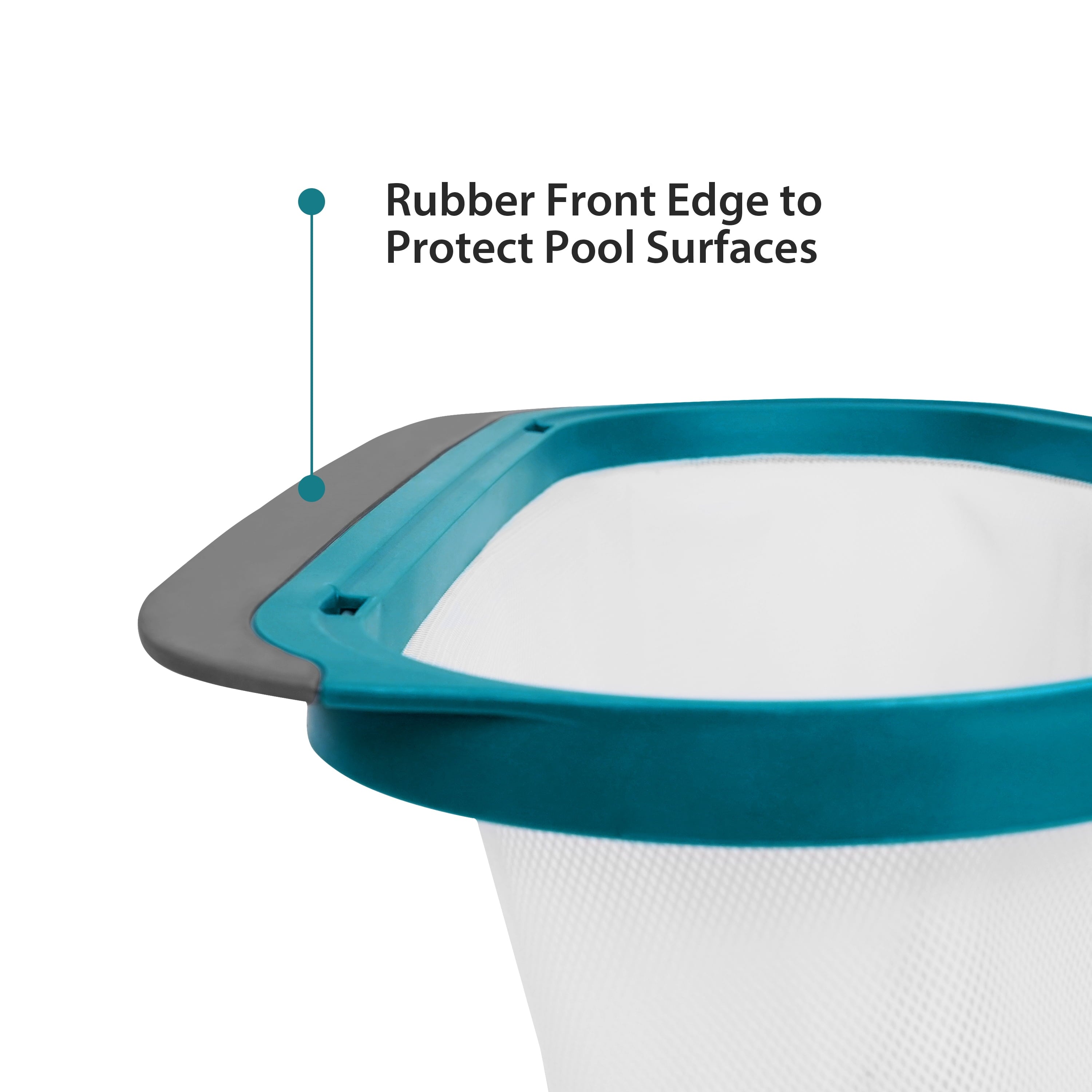Bluescape Teal & Gray Pool Leaf Rake with Aluminum Frame and Tab Easy to Empty Debris