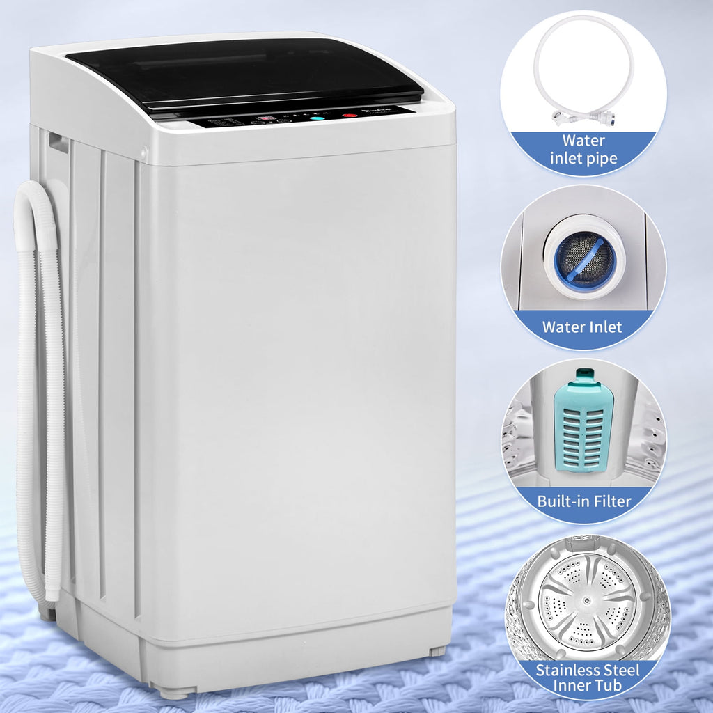 Ktaxon 17.8LBS Full Automatic Washing Machine and 3.5CuFt Portable Clothes Dryer Set, Compact Laundry Washer and Dryer Combo Set with Stainless Steel Inner Tub, for Apartment, Dorms, Home
