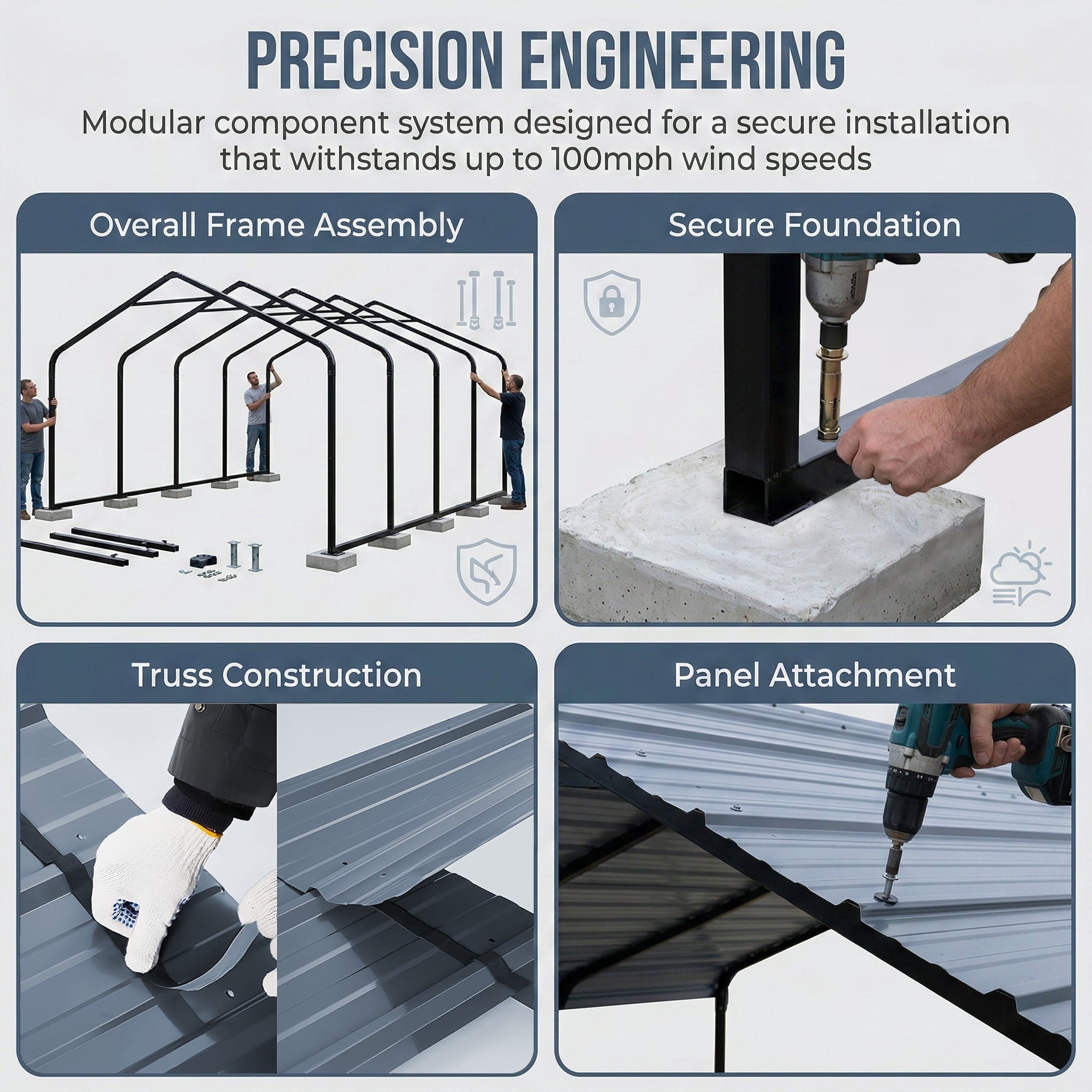 Heavy-Duty 10x20 ft Carport Garage, All-Weather Protection for RV, Boat, Car & Truck, Portable Shelter with Wind & Rust Resistance