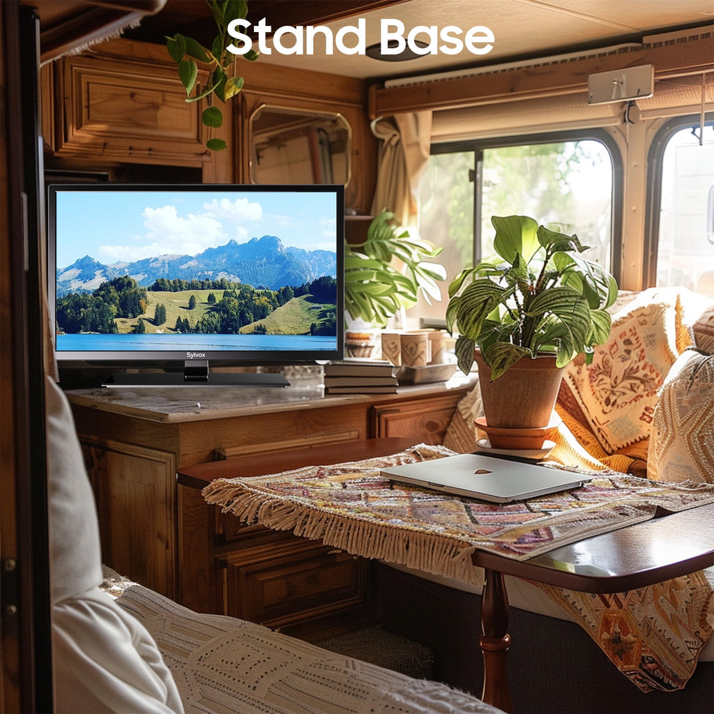 SYLVOX 27 Smart RV TV with Wall Mount, 12 Volt TV with Built-in DVD Player, 1080P Google OS ATSC NTSC WiFi Bluetooth HDMI USB, AC/DC Powered, for RV Camper Van (Trailer Series)