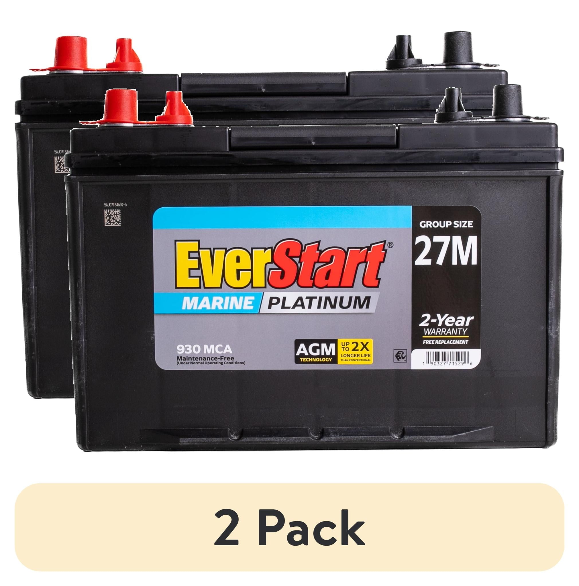 EverStart Platinum AGM Marine Deep Cycle Battery, Group 27M, 930 MCA, 175 RC, 12V, Vehicle Batteries