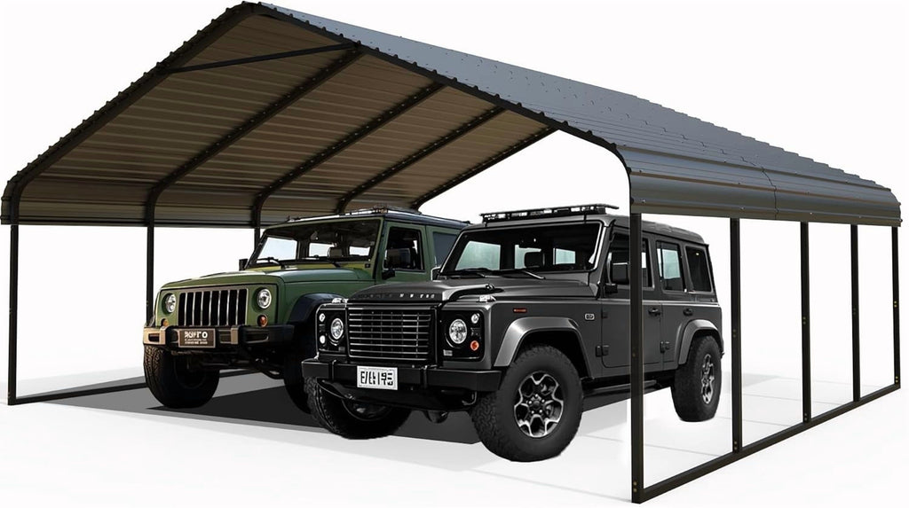 Heavy-Duty 10x20 ft Carport Garage, All-Weather Protection for RV, Boat, Car & Truck, Portable Shelter with Wind & Rust Resistance