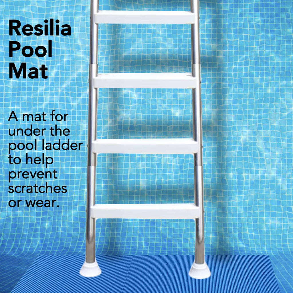 Resilia Stay-Put Pool Ladder Mat Protective Non-Slip Pad, Blue