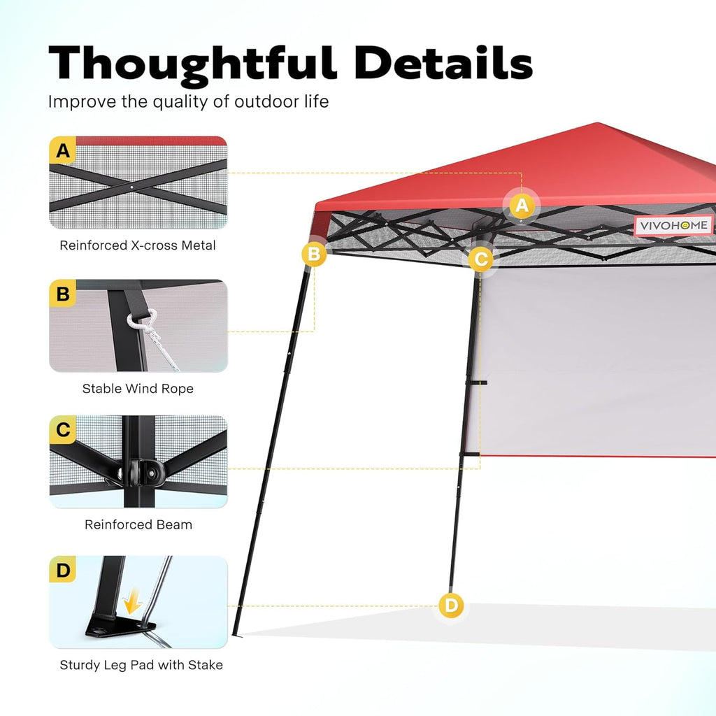 SPECSTAR 8'x8' Slant Leg Canopy Tent with Central Lock Design, Perfect for Camping, Party, Yard, and Beach Events, Beige (6x6ft Canopy Cover)