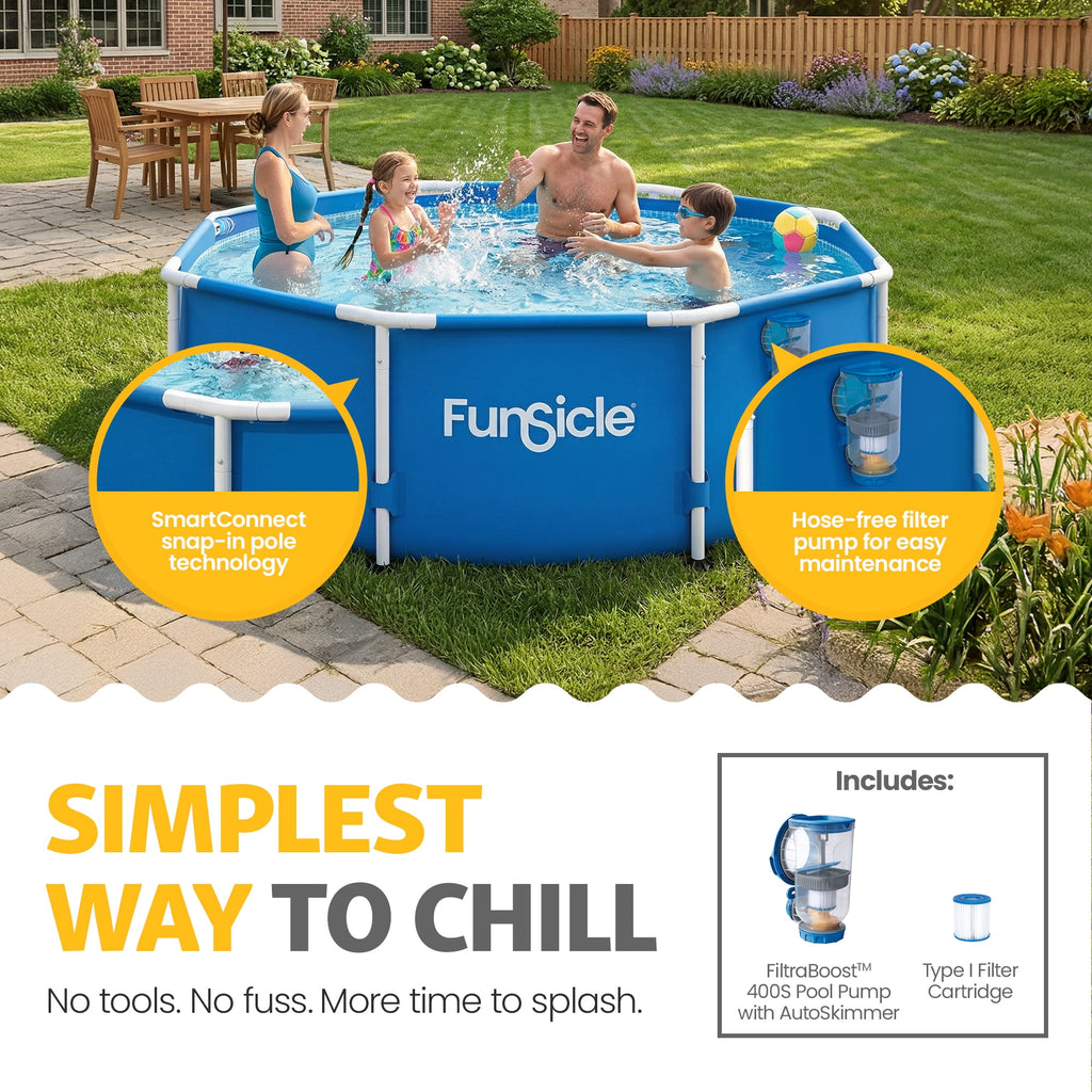 Funsicle 8' x 30 Outdoor Activity Round Frame Above Ground Swimming Pool Set
