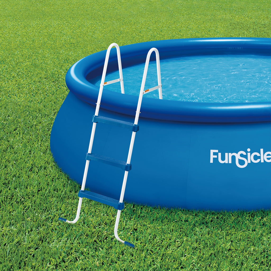 Funsicle 36 Inch SureStep 3 Stair Outdoor Above-Ground Swimming Pool Ladder, Blue & White