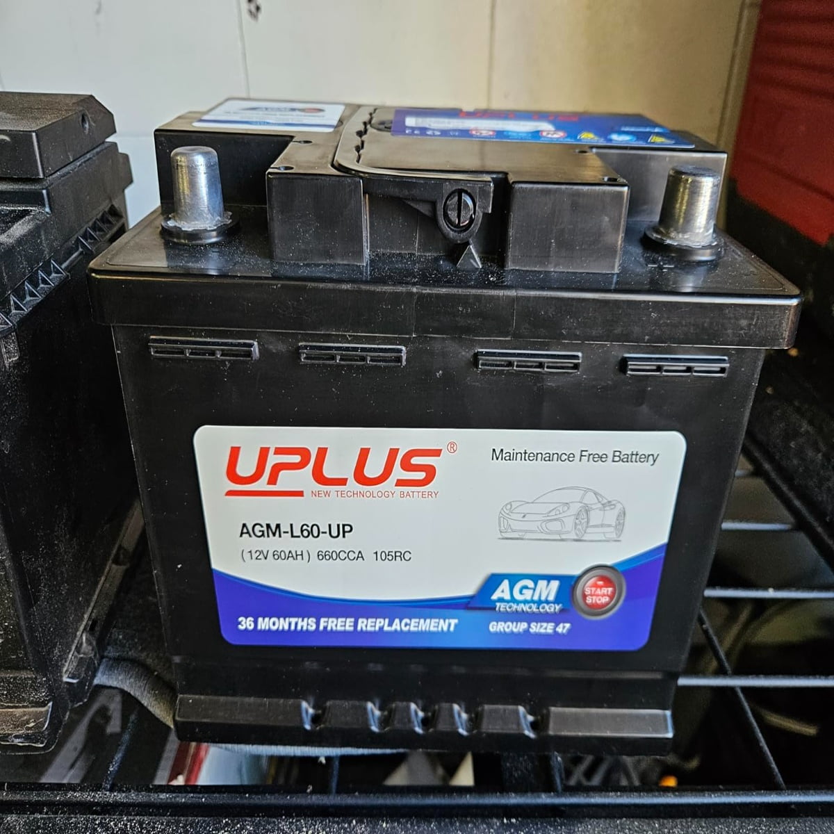 UPLUS Group Size 47 AGM Car Battery,H5 L2 12V 60Ah 660CCA 100RC Maintenance Free Start and Stop Automotive Replacement Battery