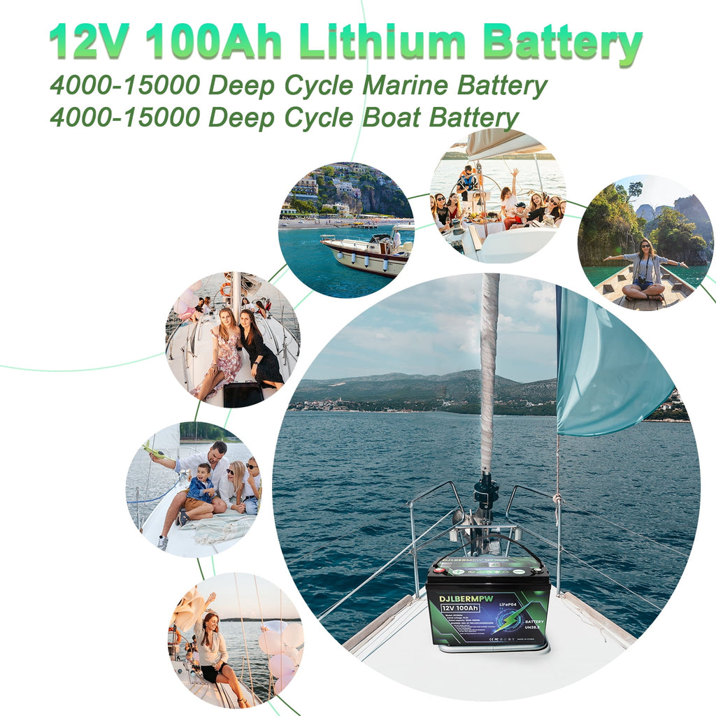DJLBERMPW LiFePO4 Battery 36V 100Ah Lithium Battery, Built-in 100A BMS,15000+ Deep Cycles 36V Golf Cart Battery 3840Wh for Marine Boat, Trolling Motor, RV, Solar, Kayak Cart