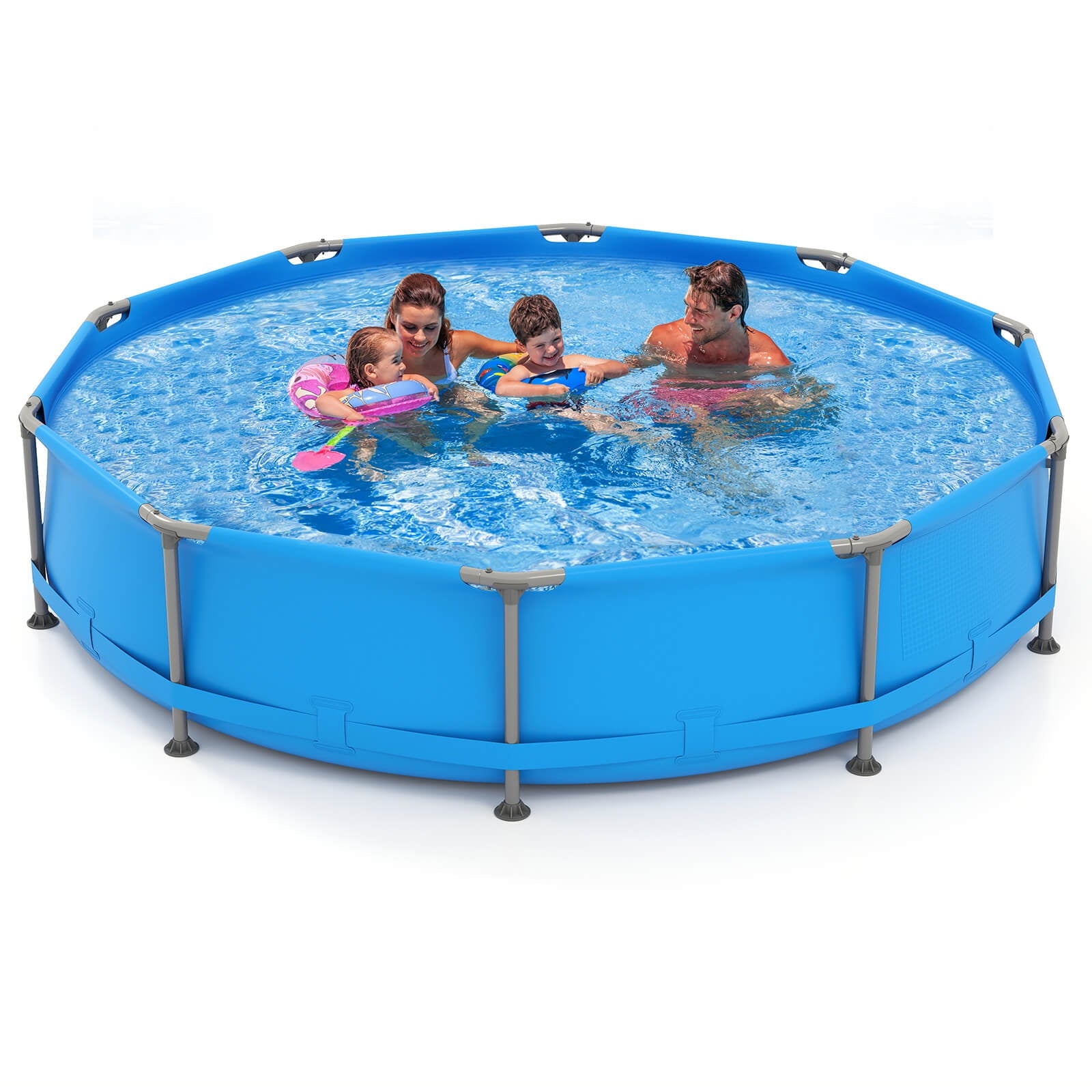 Costway 1617 Gal Outdoor Family Swimming Pool with Metal Frame Multi-layer PVC Fabric