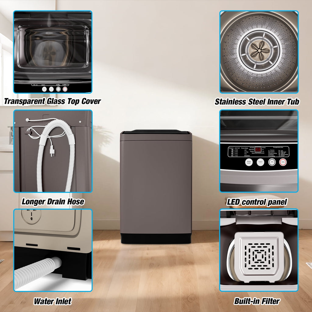TABU Washer and Dryer Set, 19LBS Fully Automatic Washing Machine & 10LBS Clothes Dryer (White&White)