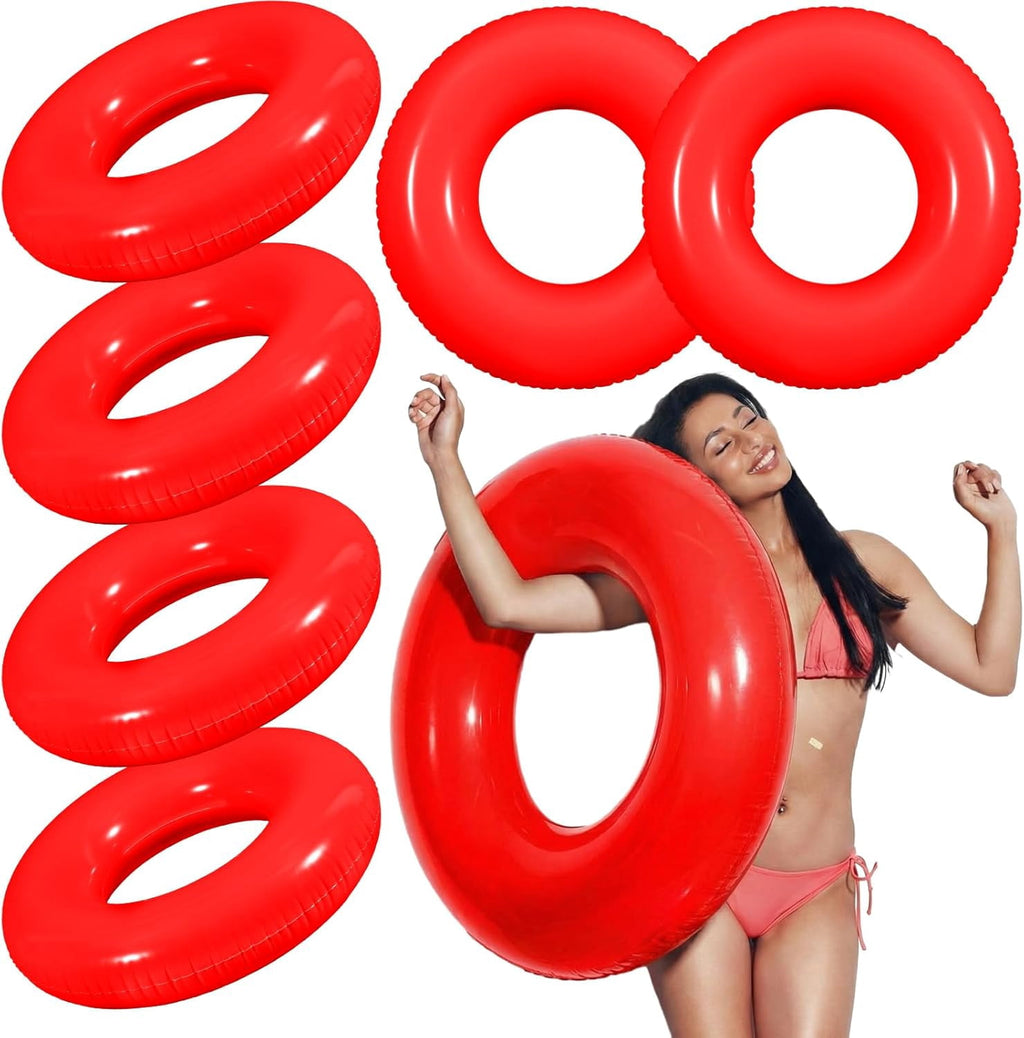 6 Pcs Inflatable Pool Floats 35 Inches Swim Tube Bulk for Adults Swimming Ring Pool Floaties for Beach Party Decorations Women and Men River Lake Summer Vacation Holiday (Black)