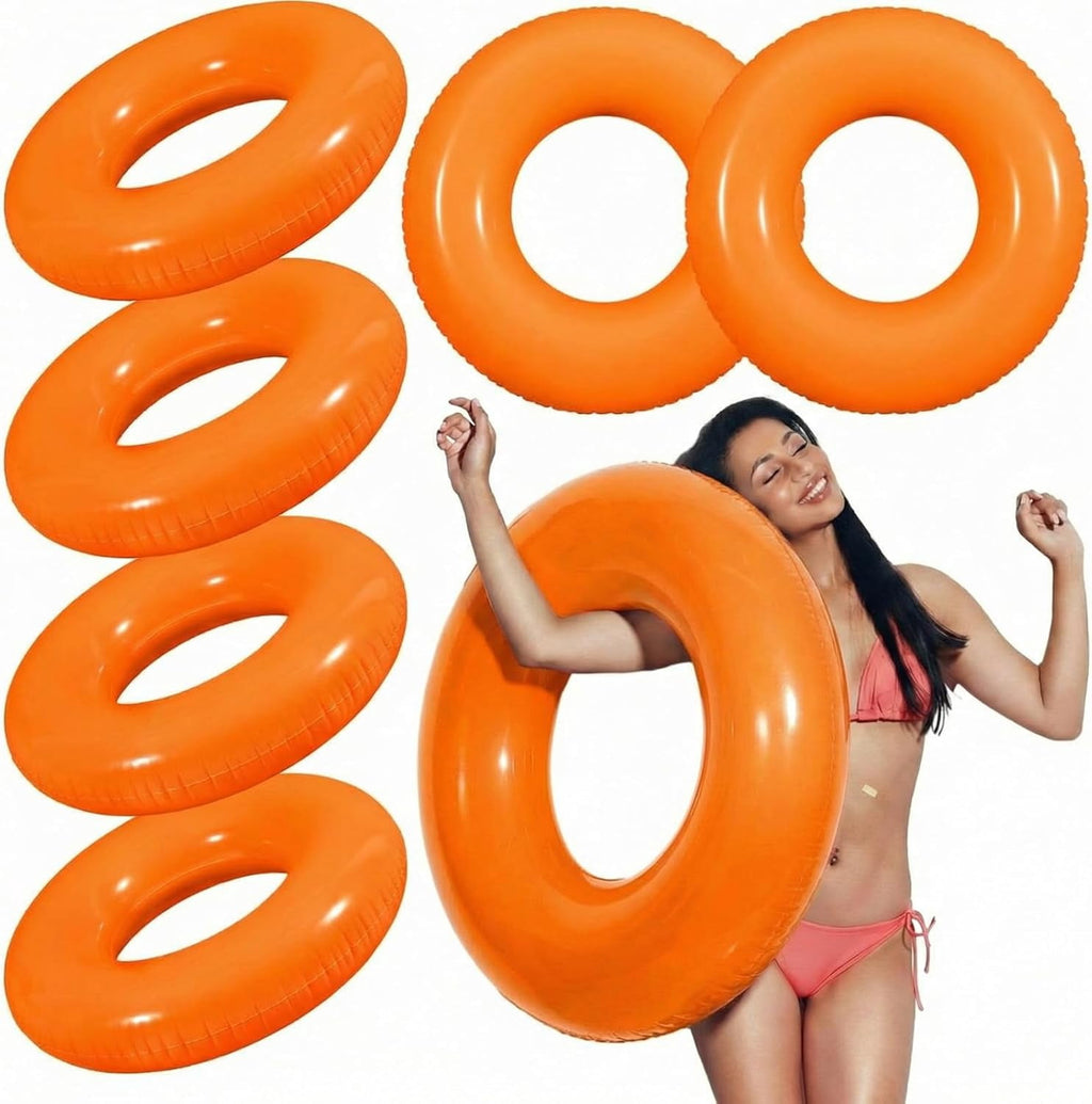 6 Pcs Inflatable Pool Floats 35 Inches Swim Tube Bulk for Adults Swimming Ring Pool Floaties for Beach Party Decorations Women and Men River Lake Summer Vacation Holiday (Black)