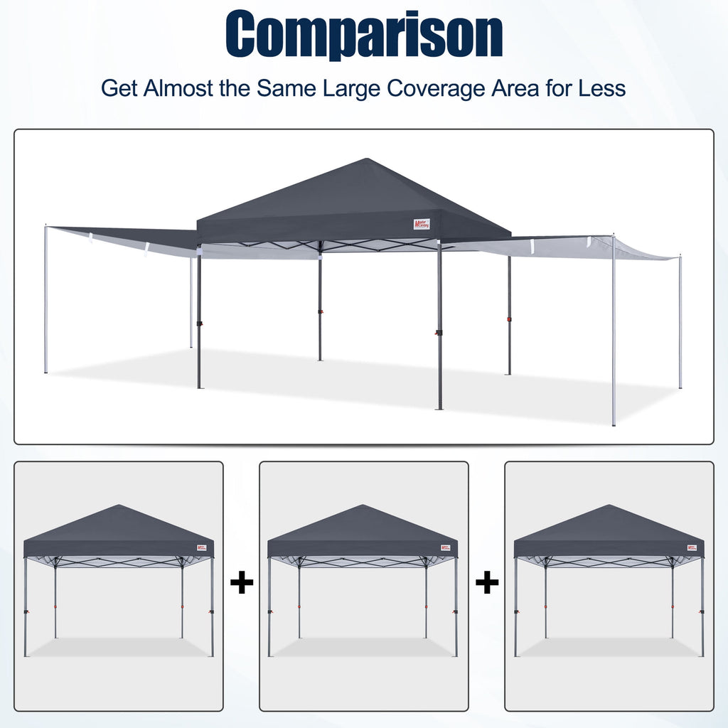 MASTERCANOPY 10 x 10ft Pop-up Canopy Tent with 2 Detachable Side Shades, White