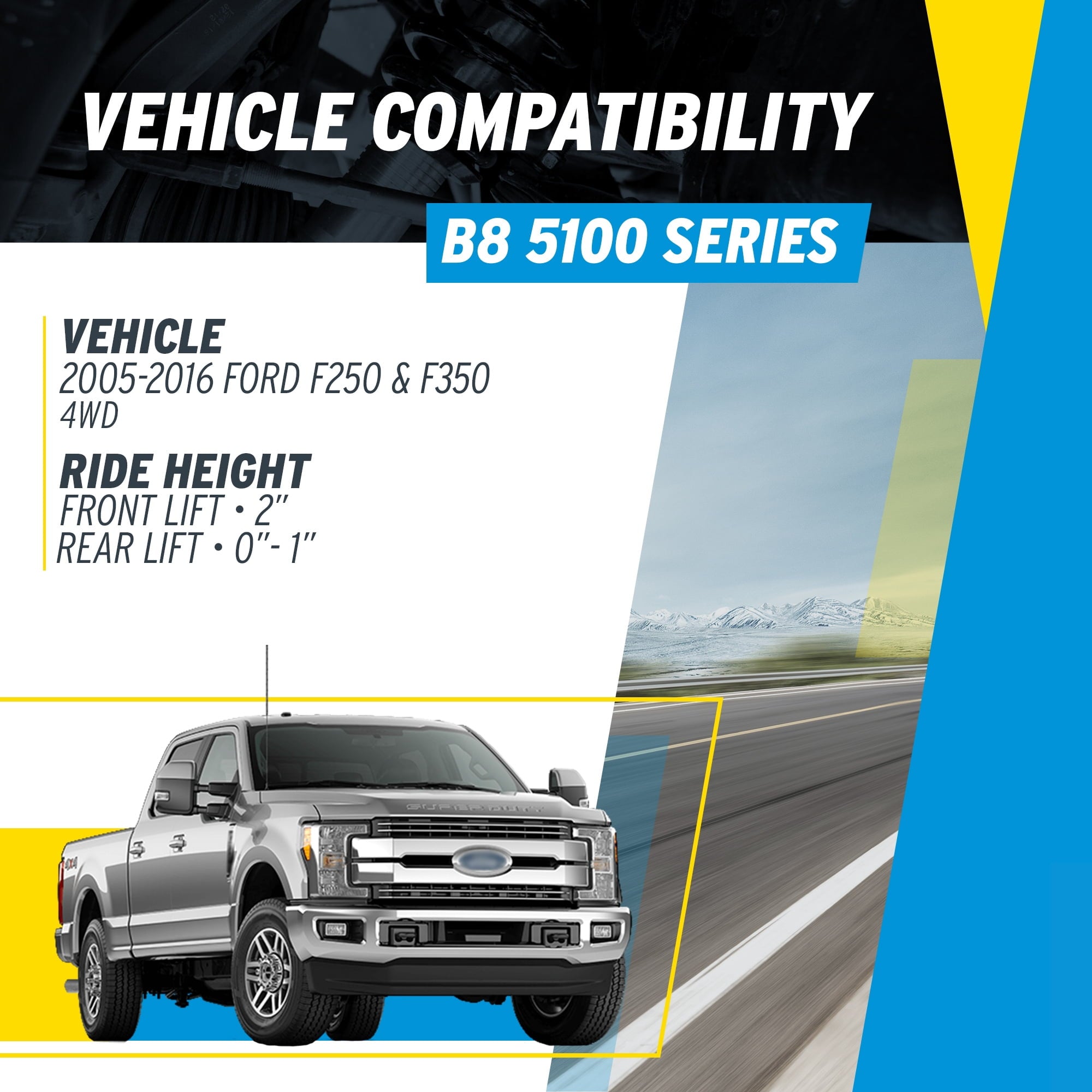 Bilstein Set of Front and Rear B8 5100 Series Shocks Compatible with 2005-2016 F250/F350 4WD with 2 Front & 0-1 Rear