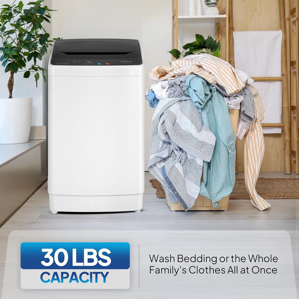 VINGLI 25LBS Full-Automatic Electric Laundry Machine， Portable Washing Machine with Stainless Steel Drum, 110V Compact Washer, Washer and Dryer Combo for Apartment, Dorms, RV, Grey