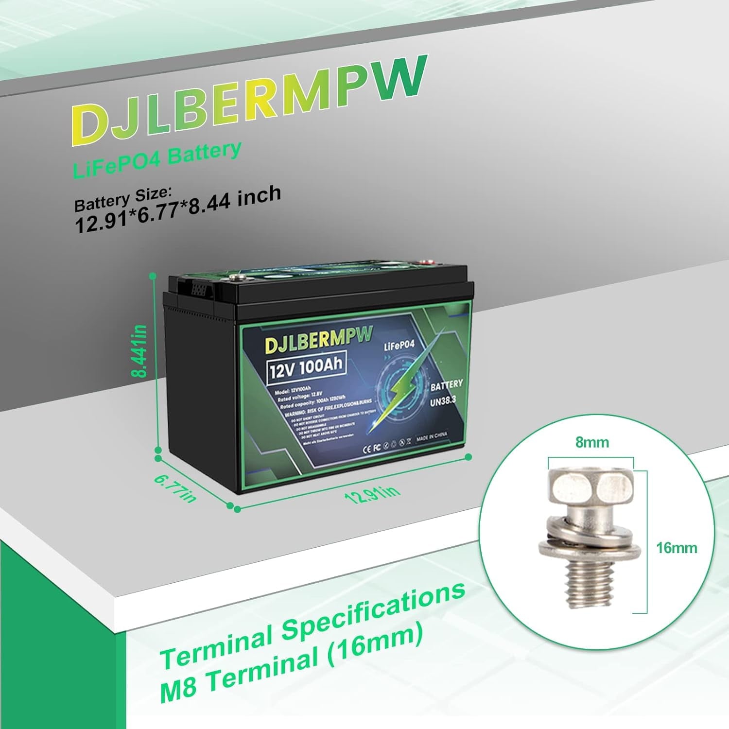 DJLBERMPW LiFePO4 Battery 36V 100Ah Lithium Battery, Built-in 100A BMS,15000+ Deep Cycles 36V Golf Cart Battery 3840Wh for Marine Boat, Trolling Motor, RV, Solar, Kayak Cart