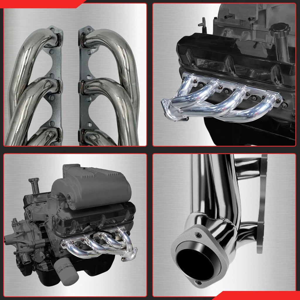 Polished 304 Stainless Steel Shorty Headers for 1979 1993 Ford Mustang 5.0L V8 Fox Body GT LX Upgraded Copper Gaskets Direct Bolt On Exhaust Manifold (Shorty Headers)