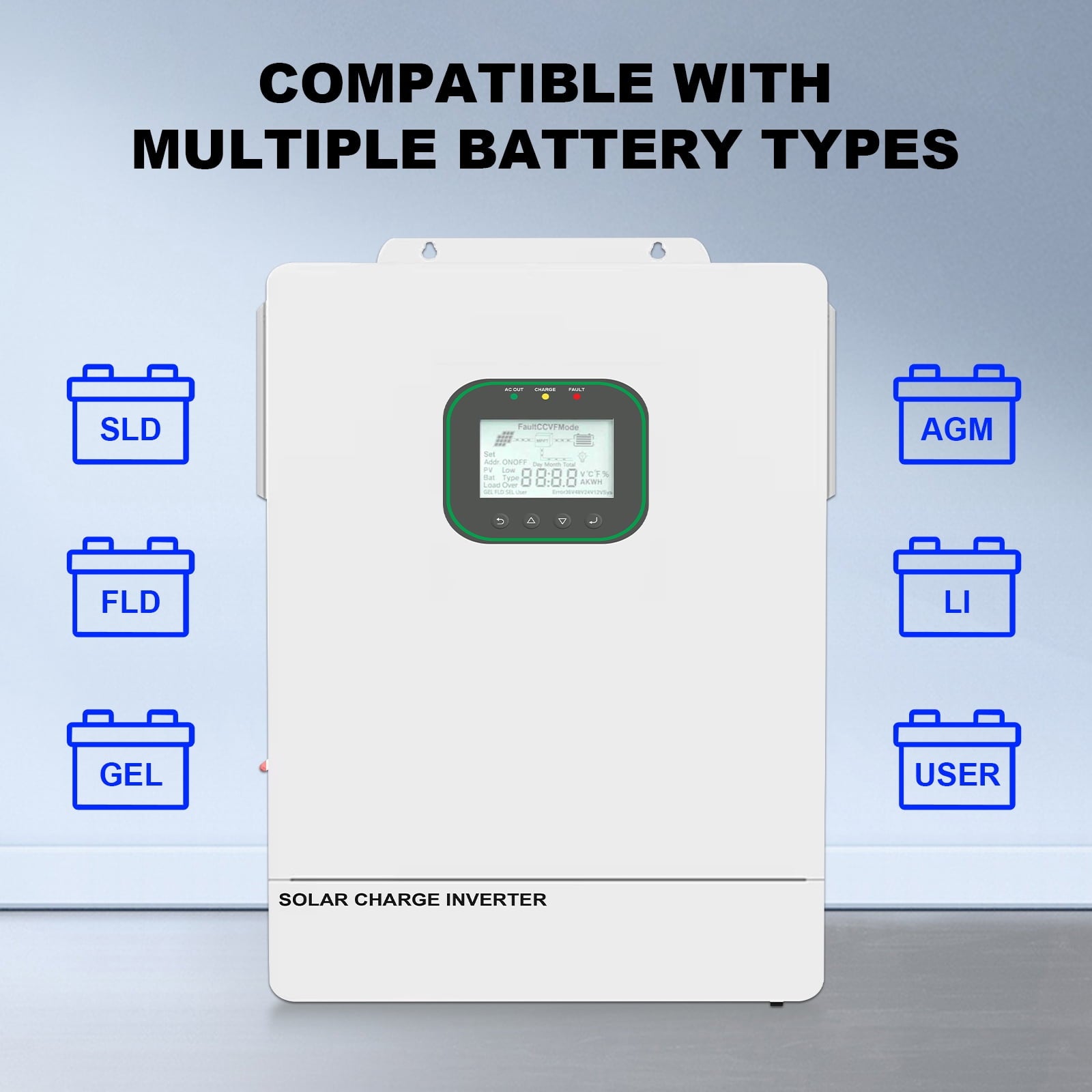 Prosoli 6500W All-in-One Solar Hybrid Inverter, 48V DC to 120V AC Pure Sine Wave with WiFi, Built-in 2 MPPT Controllers, CT Sensor, 6 Parallel for Home and RV