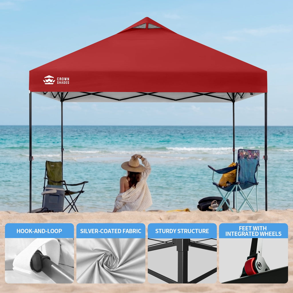 CROWN SHADES 10x10 Pop Up Canopy Patented Center Lock One Push Instant Outdoor Canopy Tent Grey