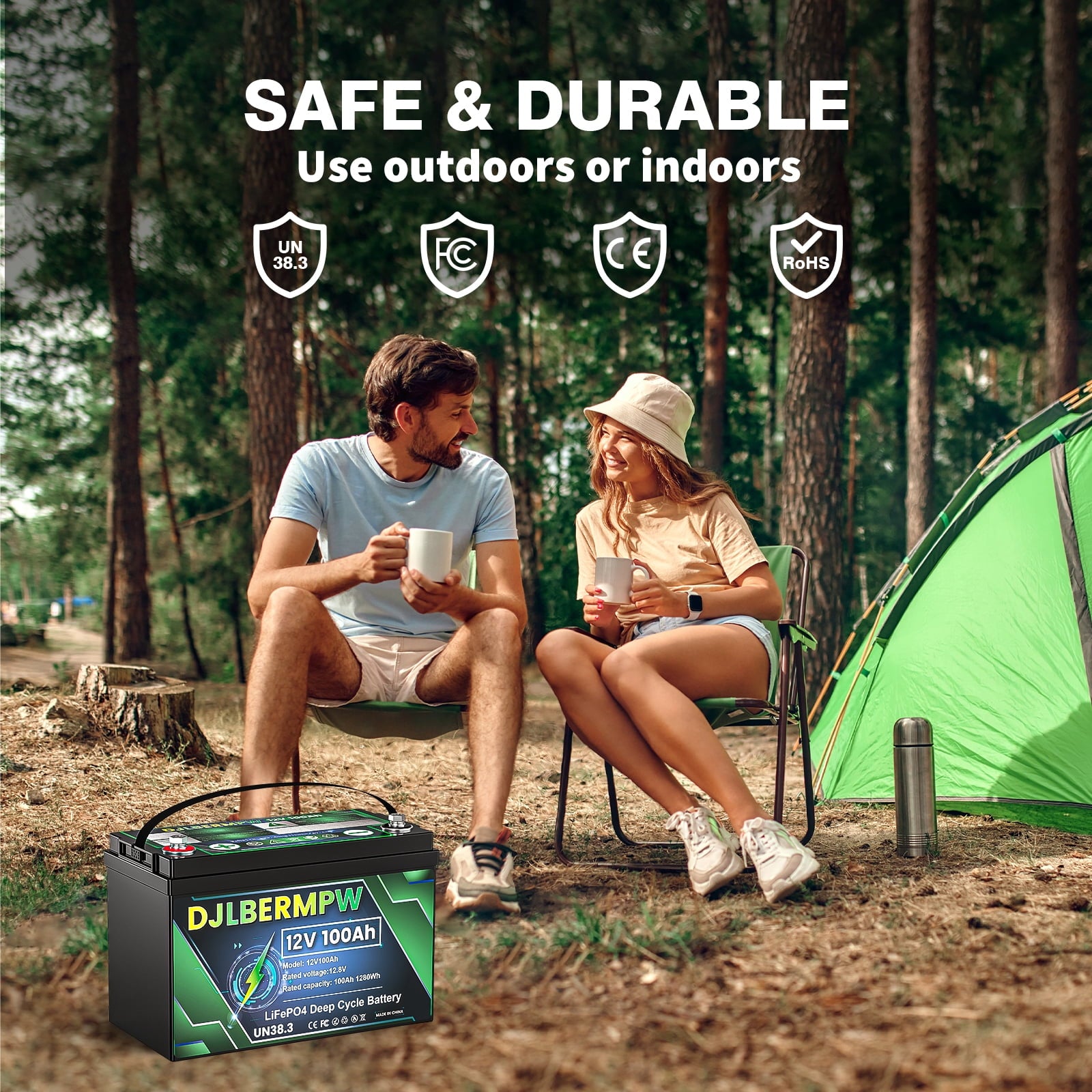 DJLBERMPW LiFePO4 Battery 36V 100Ah Lithium Battery, Built-in 100A BMS,15000+ Deep Cycles 36V Golf Cart Battery 3840Wh for Marine Boat, Trolling Motor, RV, Solar, Kayak Cart