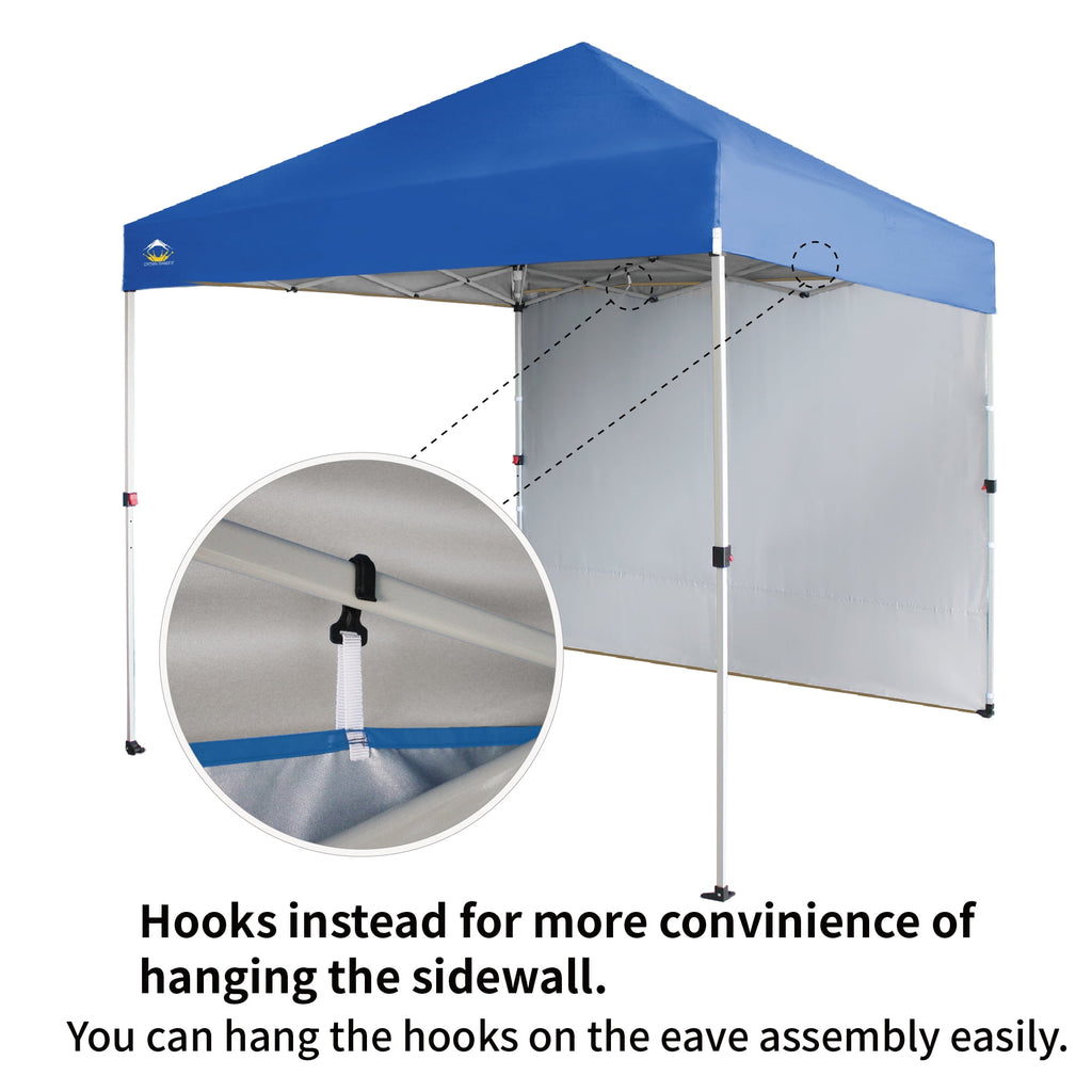 CROWN SHADES 10'x10' Instant Canopy Tent with 1 Sidewall with One Push Setup Sun Shelter for Events Parties Sky Blue