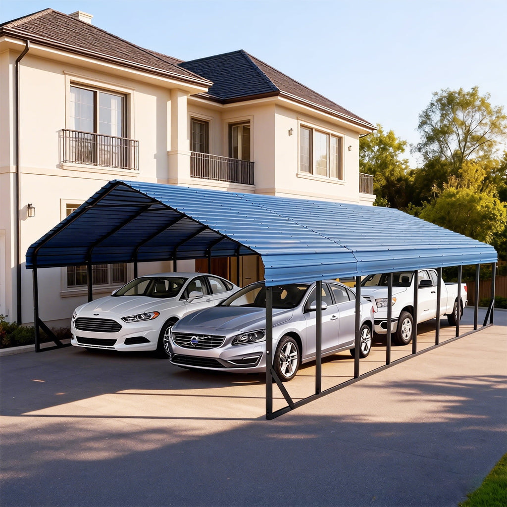 Heavy-Duty 10x20 ft Carport Garage, All-Weather Protection for RV, Boat, Car & Truck, Portable Shelter with Wind & Rust Resistance