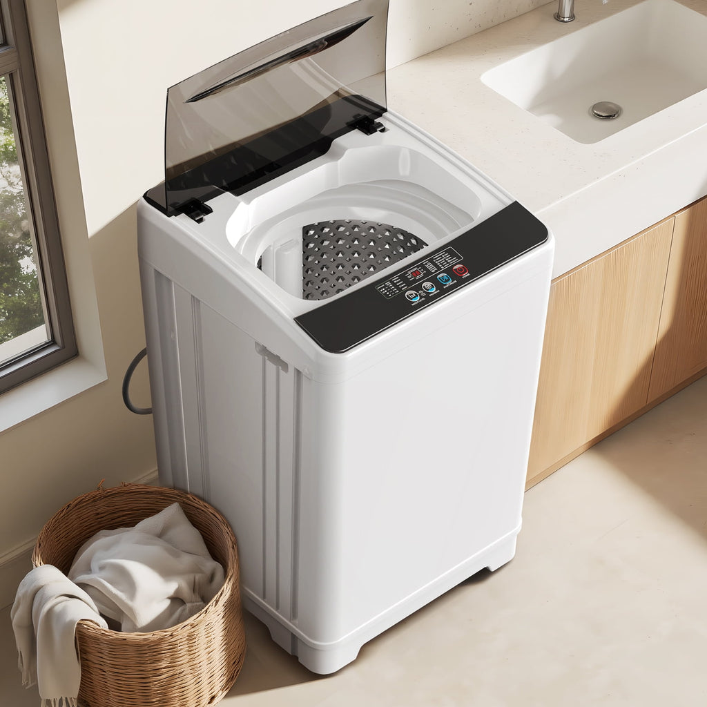 TABU Washer and Dryer Set, 19LBS Fully Automatic Washing Machine & 10LBS Clothes Dryer (White&White)