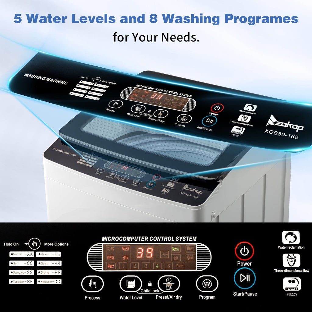 Ktaxon 17.8LBS Full Automatic Washing Machine and 3.5CuFt Portable Clothes Dryer Set, Compact Laundry Washer and Dryer Combo Set with Stainless Steel Inner Tub, for Apartment, Dorms, Home