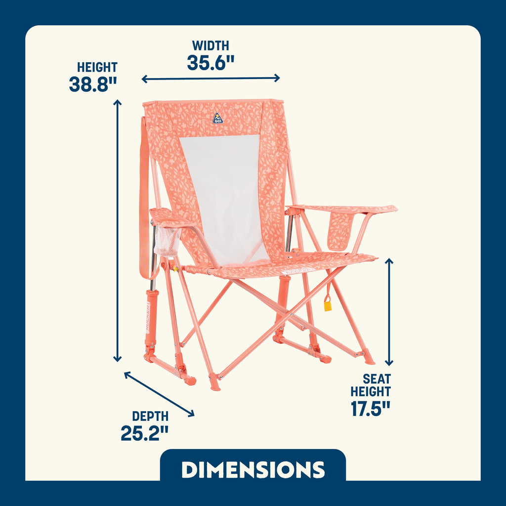 GCI Outdoor Comfort Pro Rocker Camping Chair with Mesh Backrest, Pastel Green Colorblock