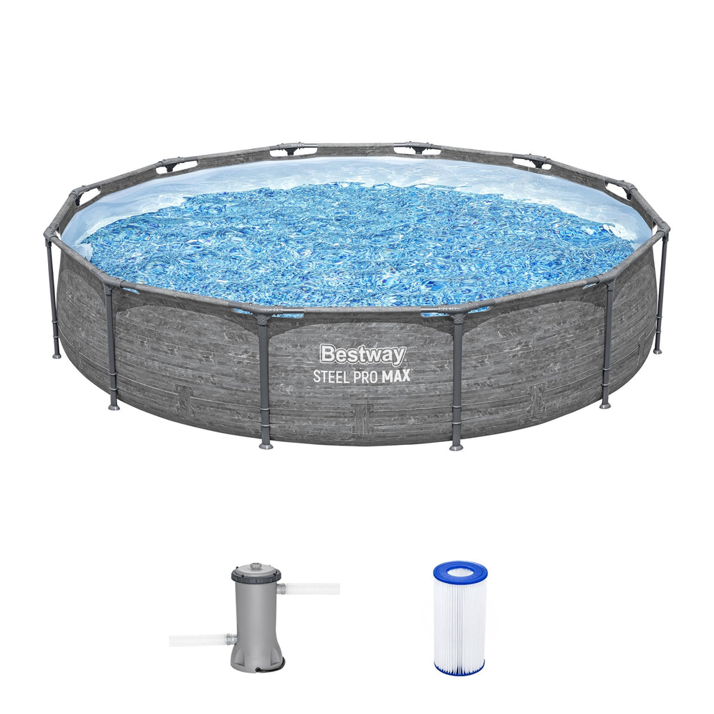 Bestway Steel Pro MAX 10'x30\ Metal Frame Above Ground Pool Set w/ Filter Pump & Cartridge