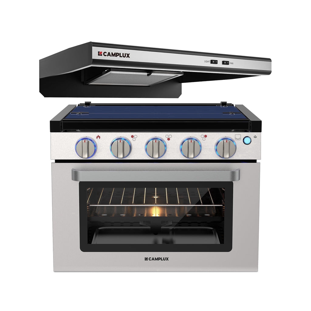 CAMPLUX Classic 17 In RV Propane Gas Range Oven with 3 Burners Cooktop, Stove Oven Combo, Stainless Steel