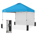 CROWN SHADES 10'x10' Instant Canopy Tent with 1 Sidewall with One Push Setup Sun Shelter for Events Parties Sky Blue