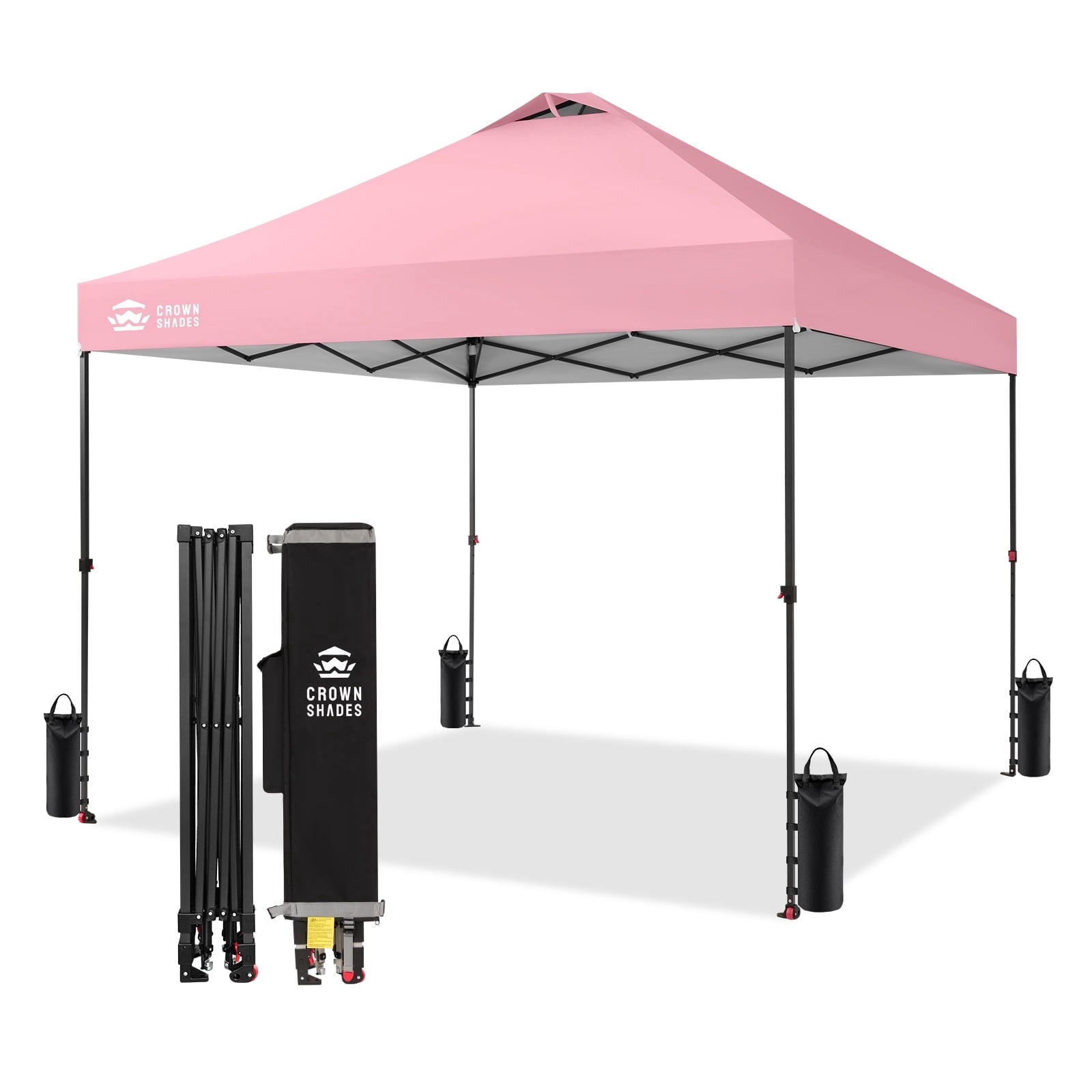 CROWN SHADES 10x10 Pop Up Canopy Patented Center Lock One Push Instant Outdoor Canopy Tent Grey