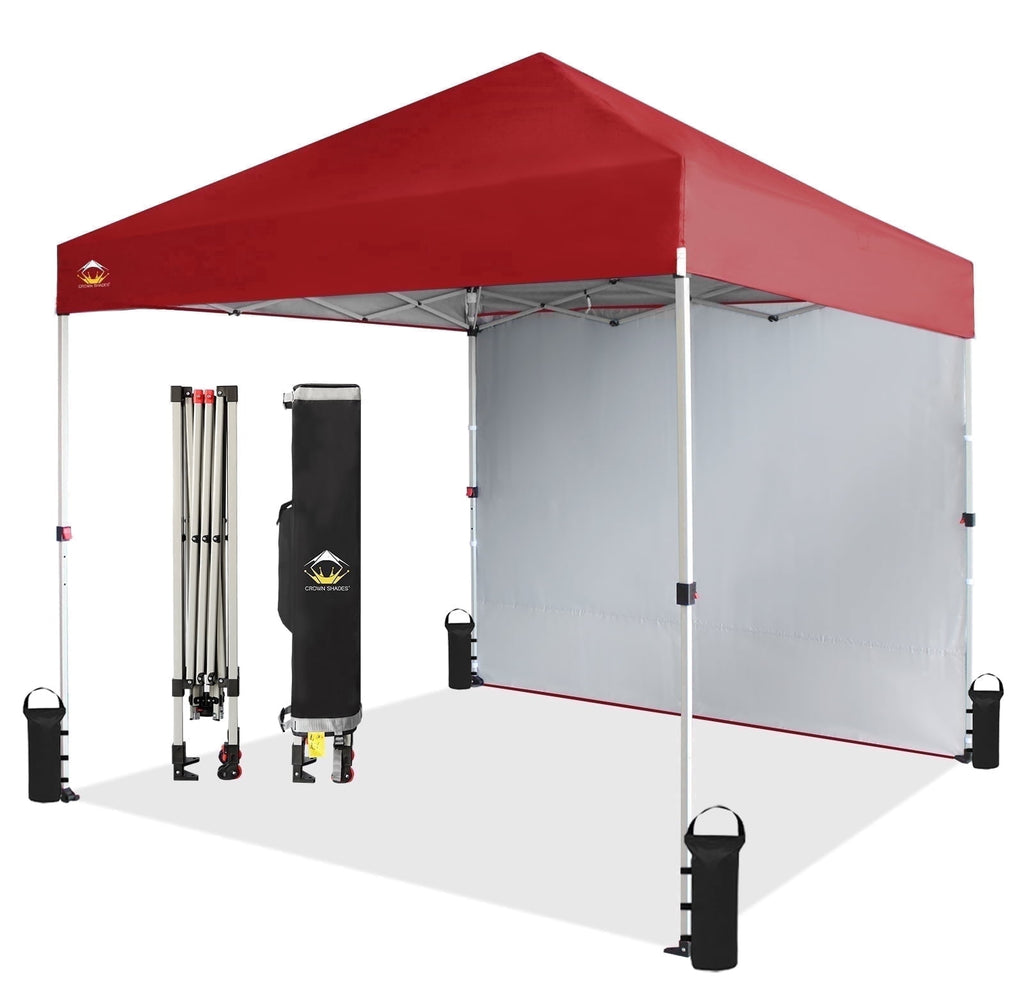 CROWN SHADES 10'x10' Instant Canopy Tent with 1 Sidewall with One Push Setup Sun Shelter for Events Parties Sky Blue