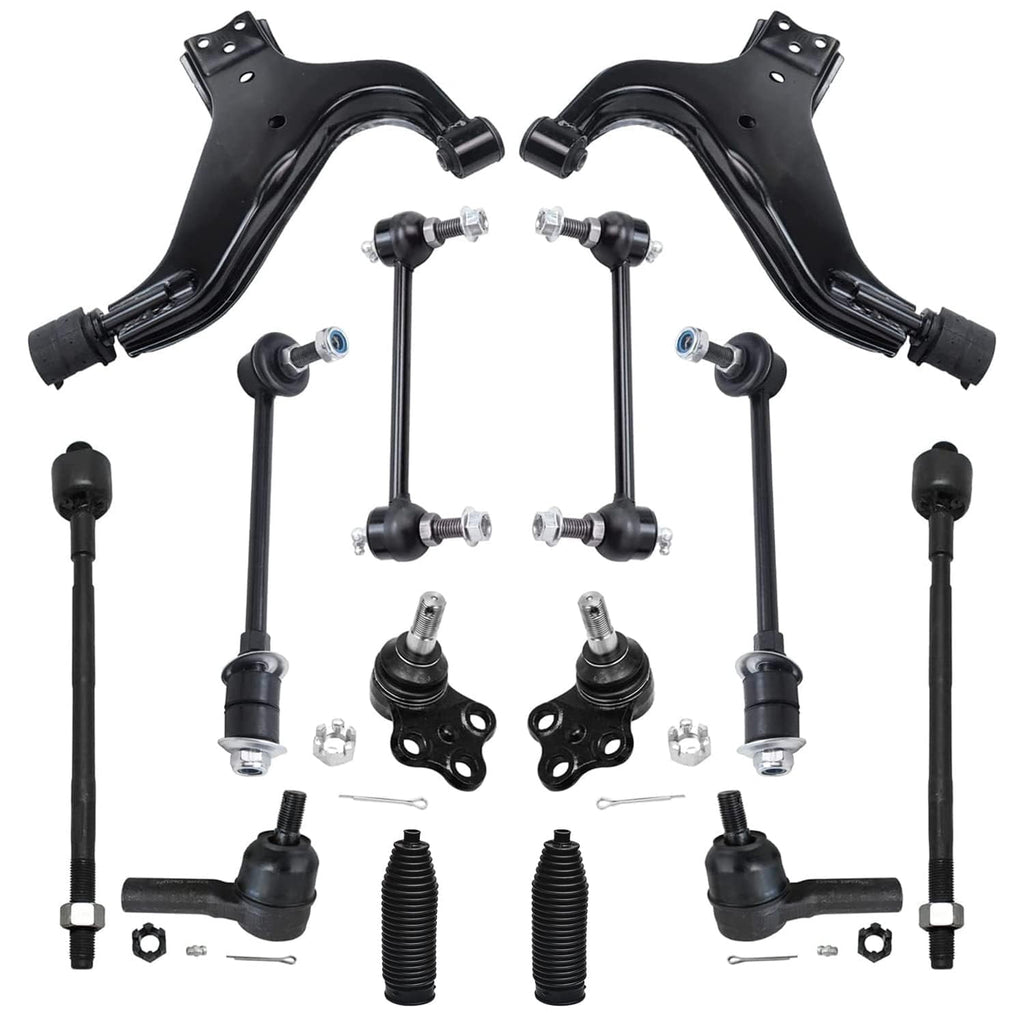 Detroit Axle - 14pc Front Lower Control Arms Ball joints Tierods Sway Bars Replacement for Nissan Pathfinder Infiniti QX4 Fits select: 2003-2004 NISSAN PATHFINDER LE/SE