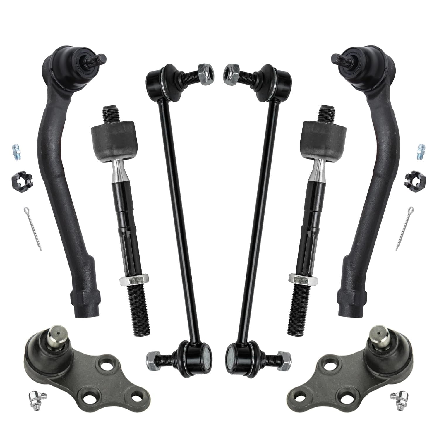 Detroit Axle - 2.4L Front Suspension Kit for Hyundai 2011 2012 Sonata, 4 Outer Inner Tie Rods 2 Sway Bar Links 2 Lower Ball Joints