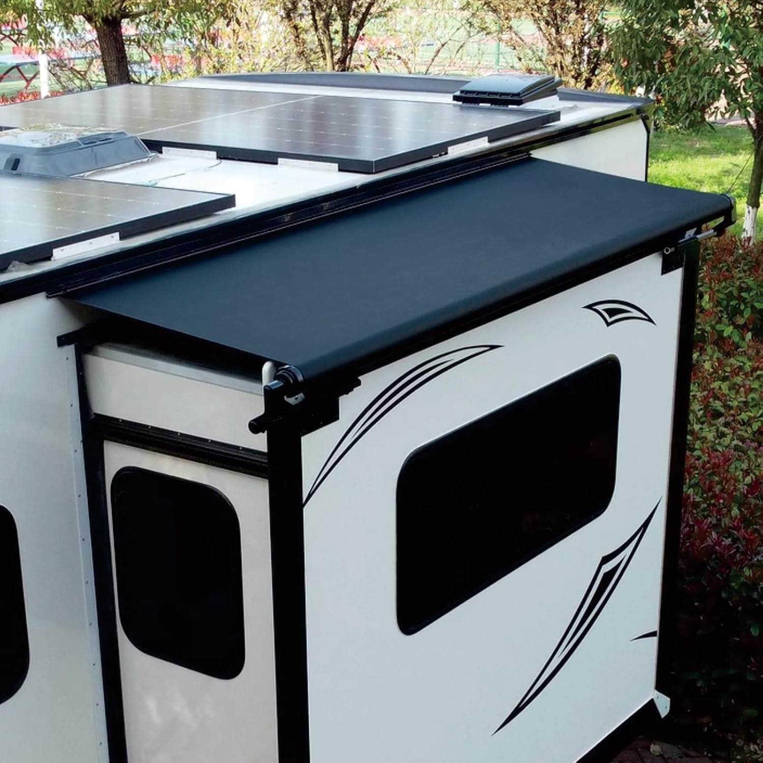 Dulepax RV Slide Out Awning Camper Topper Modular Slide Out Awning Kit for RVs,5th Wheels,Travel Trailers and Motorhomes-White,11'3''(10'7''Fabric)