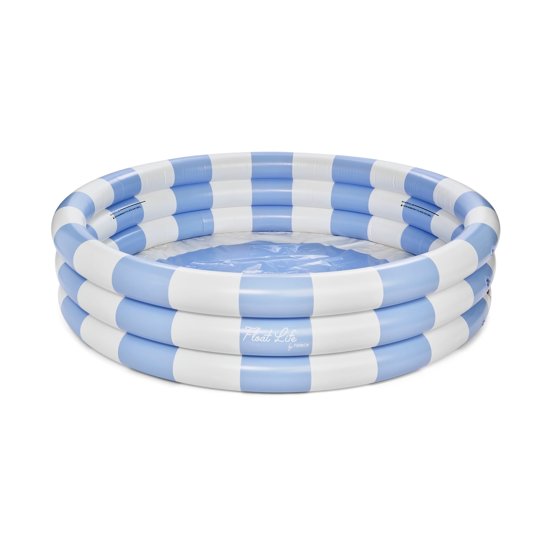 Float Life by Funboy Inflatable 3-Ring Pool, Blue Stripe - Summer Breeze, 65 Diameter, Children 6+