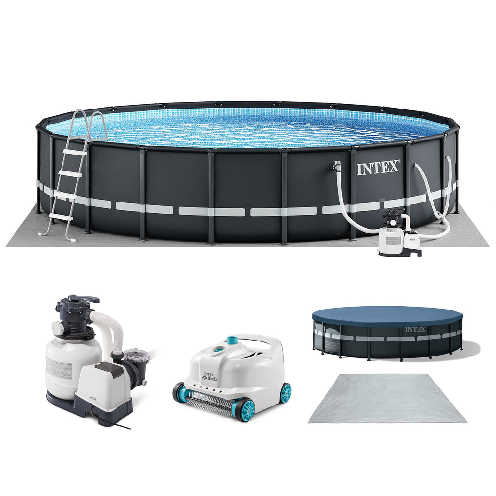 INTEX 20ft x 48in Ultra XTR Above Ground Swimming Pool, Sand Filter Pump, & Automatic Vacuum Cleaner
