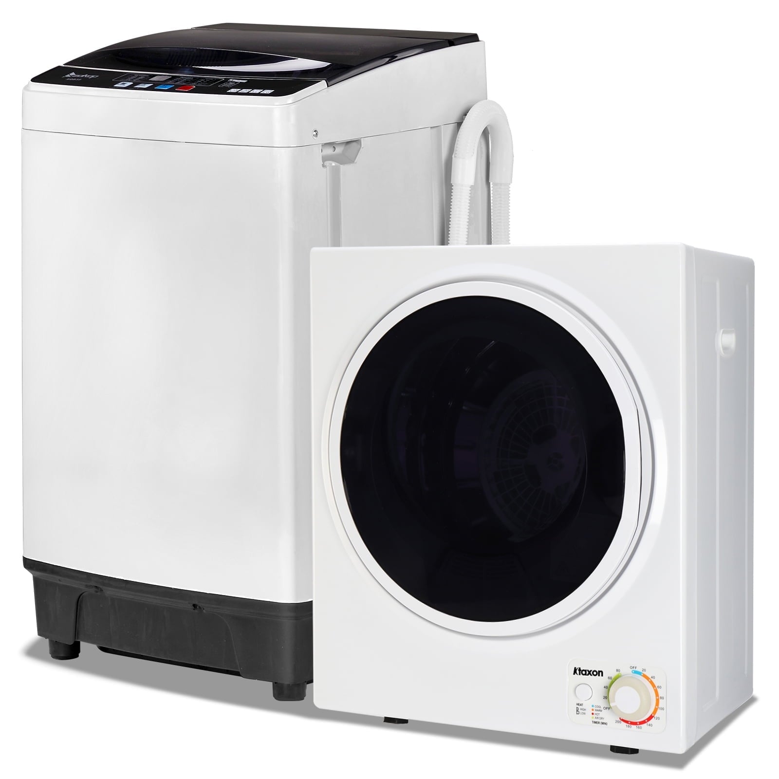 Ktaxon 17.8LBS Full Automatic Washing Machine and 3.5CuFt Portable Clothes Dryer Set, Compact Laundry Washer and Dryer Combo Set with Stainless Steel Inner Tub, for Apartment, Dorms, Home