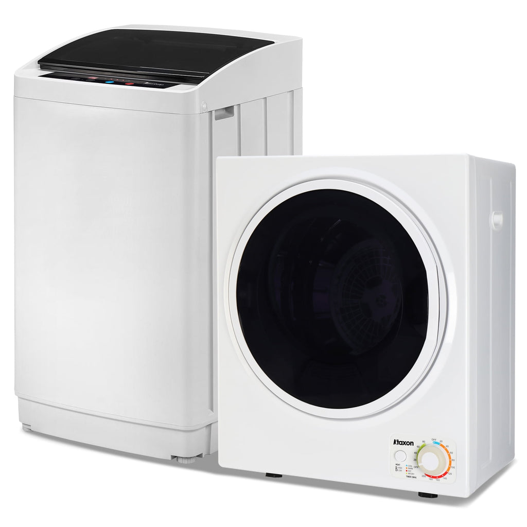 Ktaxon 17.8LBS Full Automatic Washing Machine and 3.5CuFt Portable Clothes Dryer Set, Compact Laundry Washer and Dryer Combo Set with Stainless Steel Inner Tub, for Apartment, Dorms, Home
