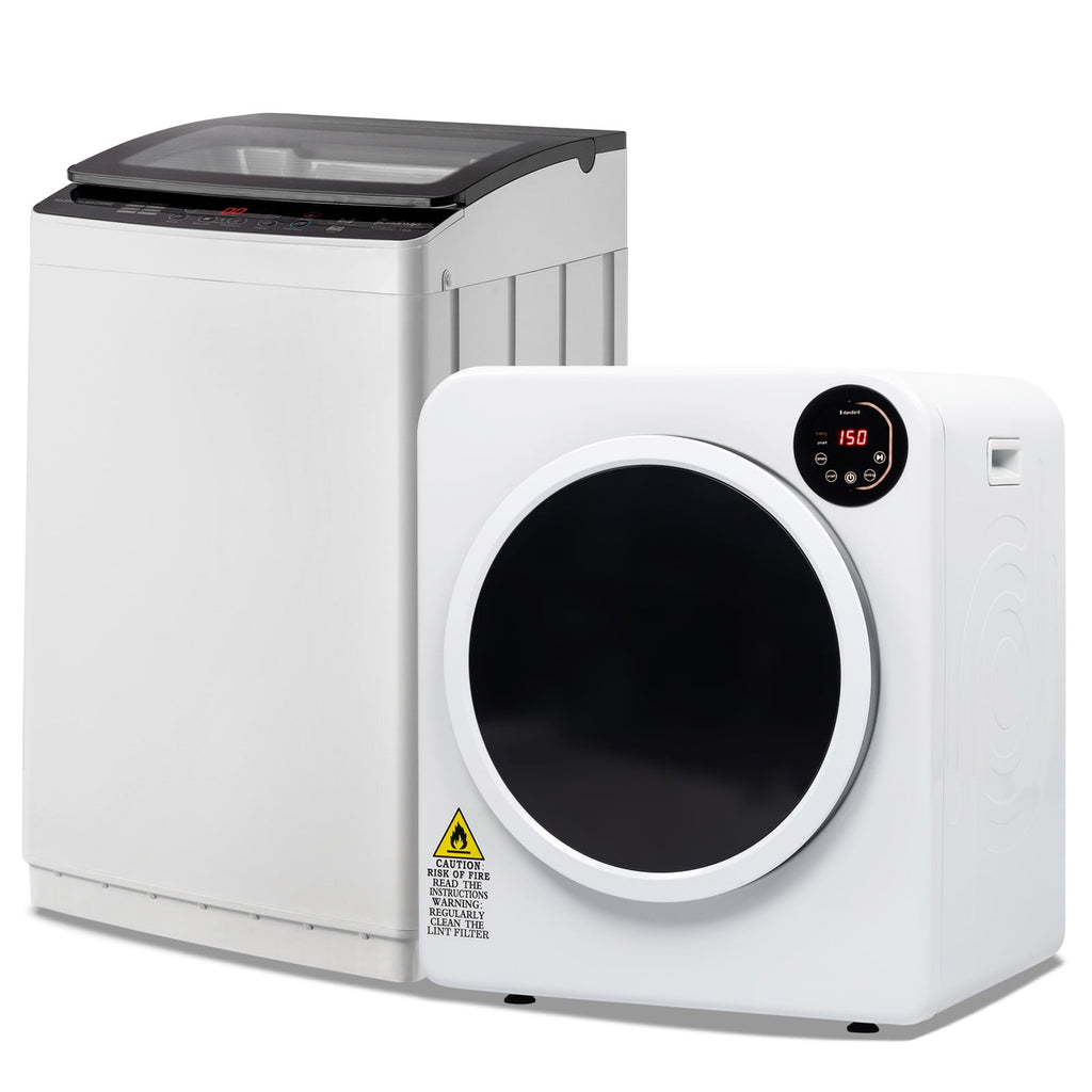 Ktaxon 17.8LBS Full Automatic Washing Machine and 3.5CuFt Portable Clothes Dryer Set, Compact Laundry Washer and Dryer Combo Set with Stainless Steel Inner Tub, for Apartment, Dorms, Home