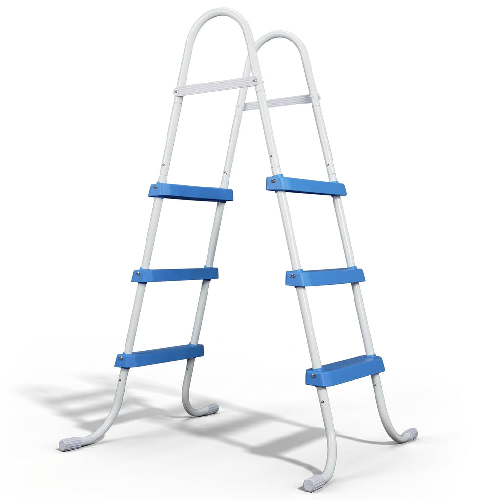 Ktaxon 52 4Step Steel Frame Above Ground Swimming Pool Ladder,Heavy Duty Double Sided Removable Pool Steps with Ladder Escape