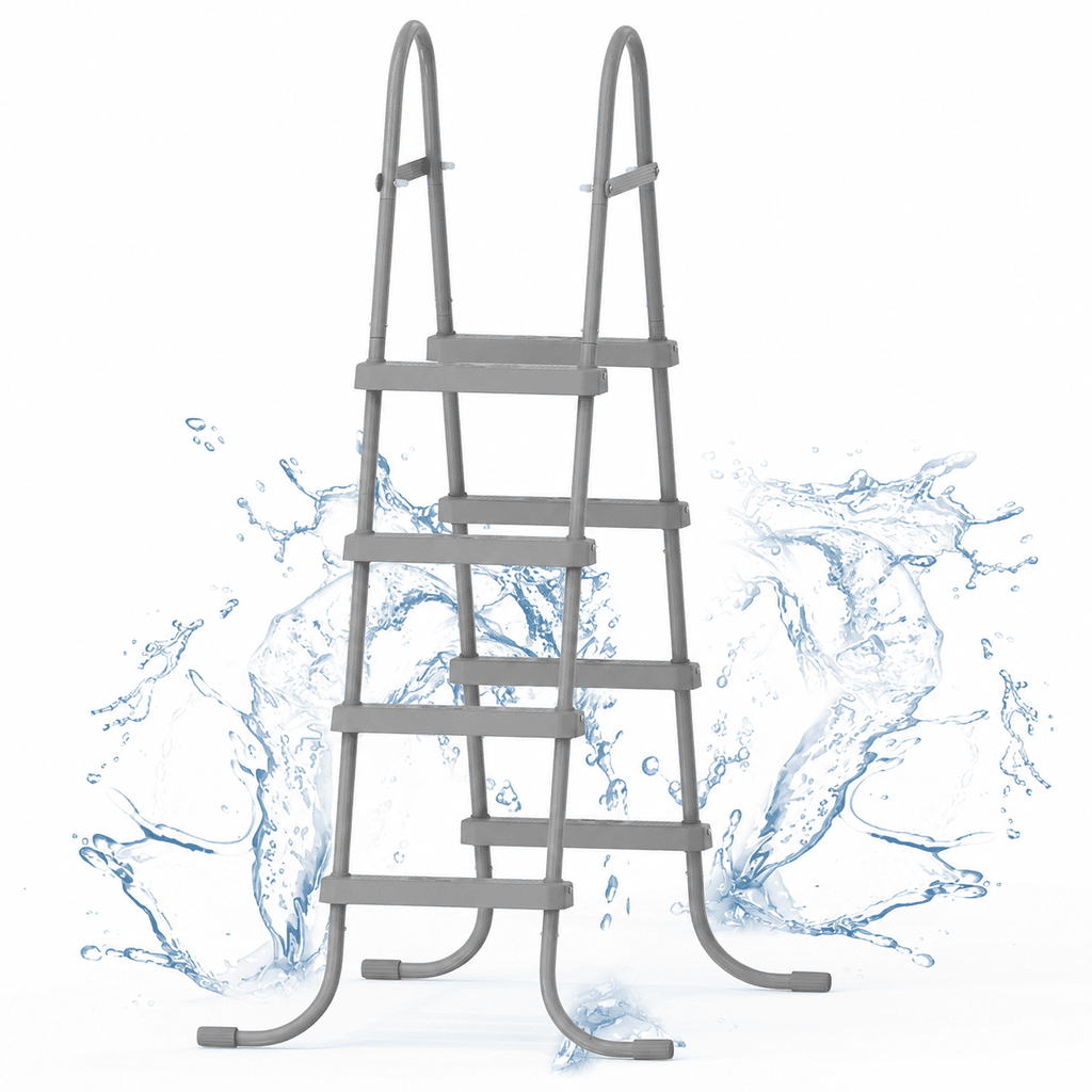 Ktaxon 52 4Step Steel Frame Above Ground Swimming Pool Ladder,Heavy Duty Double Sided Removable Pool Steps with Ladder Escape