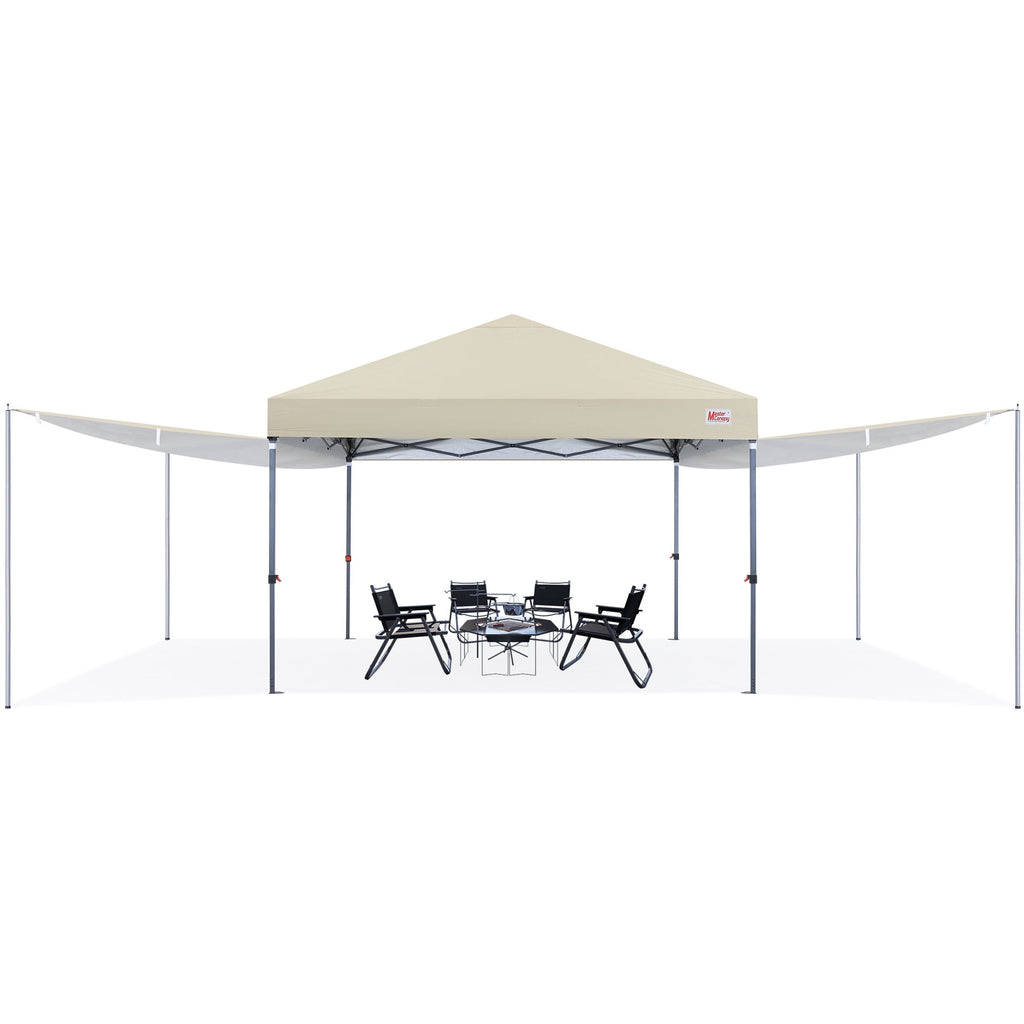 MASTERCANOPY 10 x 10ft Pop-up Canopy Tent with 2 Detachable Side Shades, White