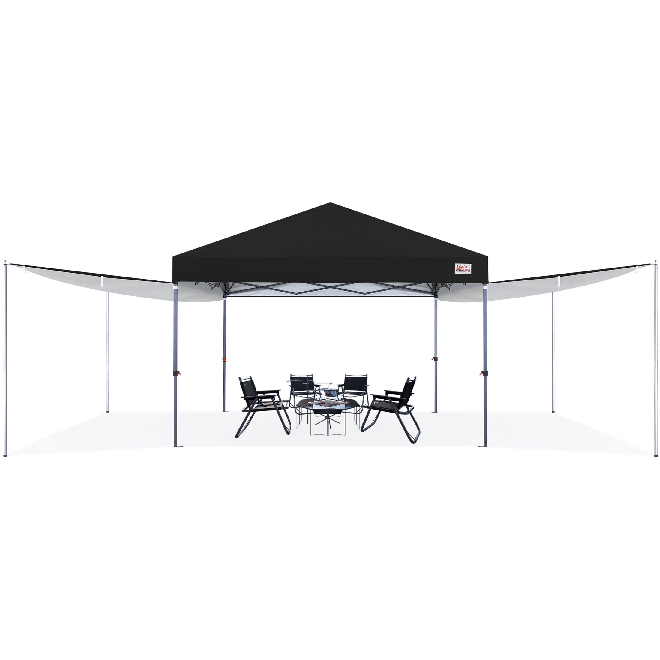 MASTERCANOPY 10 x 10ft Pop-up Canopy Tent with 2 Detachable Side Shades, White