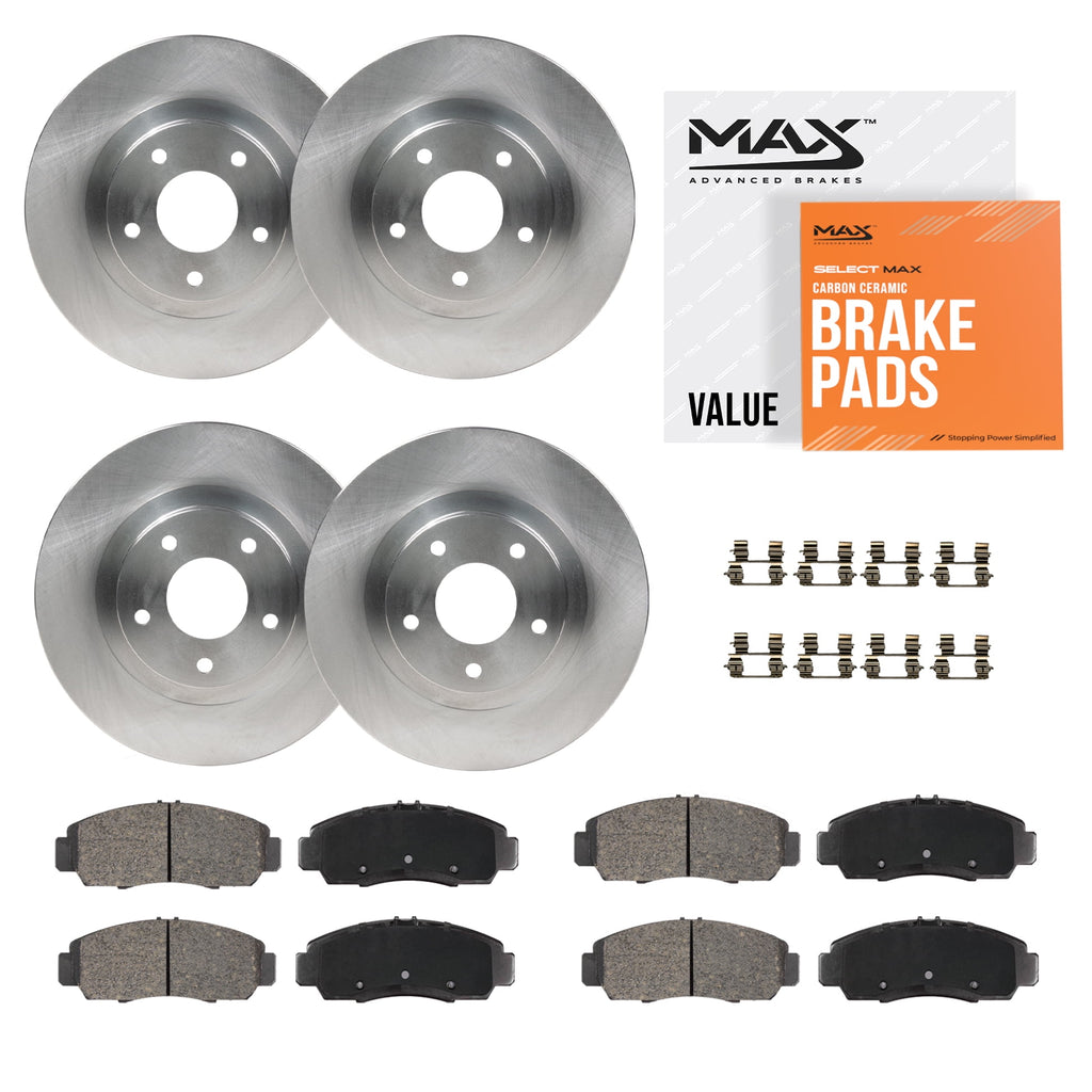MAX Advanced Brakes - Brake Kit For 2017-2023 Honda CR-V (Excl.l. Hybrid Engine Model)| Carbon Ceramic Brake Pad and Rotor Kit Front and Rear| Geomet Coated Cross-Drilled Brake Rotors