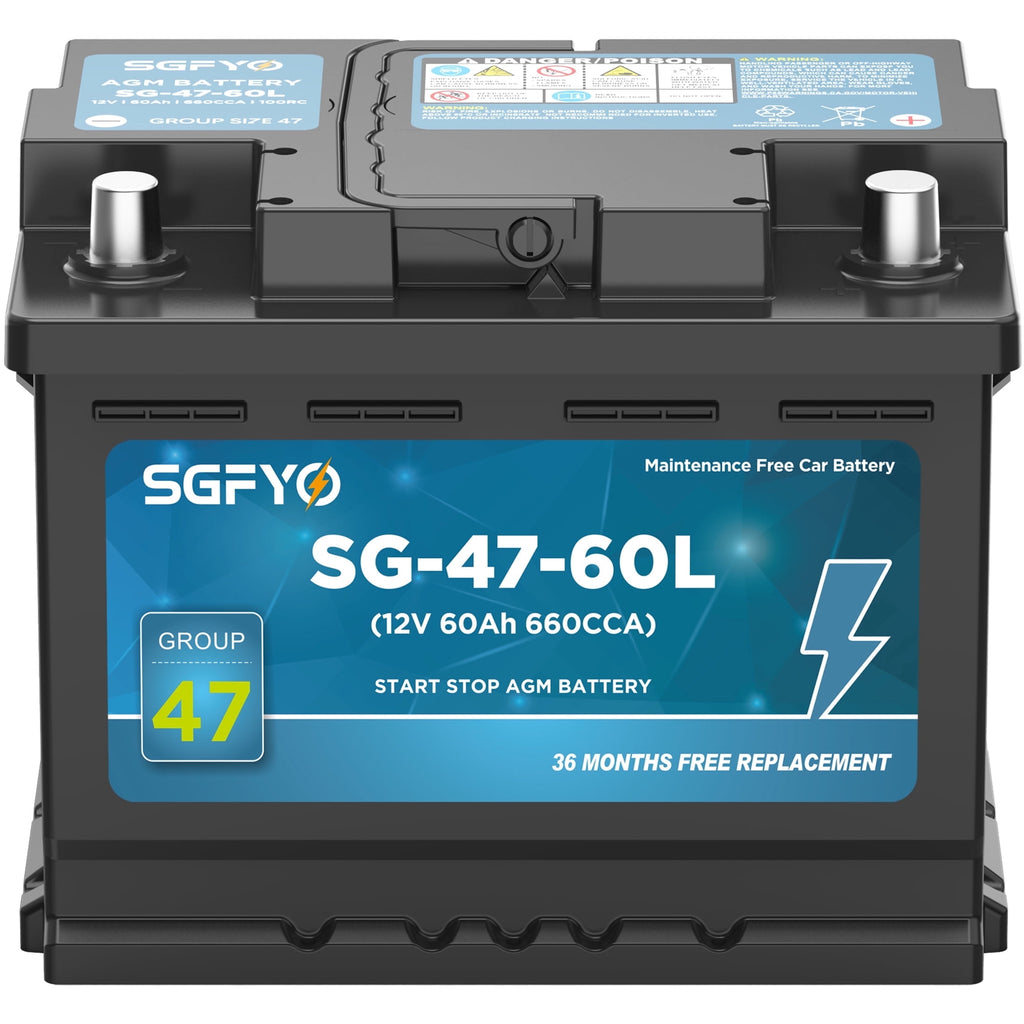 SGFYO Group Size 35 Car Battery,12V 55Ah 650CCA 88RC,AGM Maintenance Free Start Stop Automotive Replacement Battery