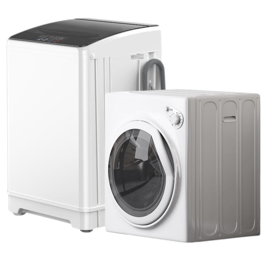 TABU Washer and Dryer Set, 19LBS Fully Automatic Washing Machine & 10LBS Clothes Dryer (White&White)